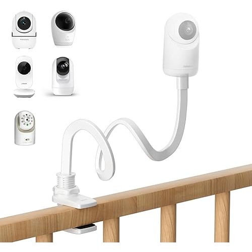 Jartoo Baby Monitor Mount Compatible with HelloBaby HB65/HB40/HB6560/HB6339/HB6550 Pro, Infant Optics, Momcozy, Nanit, VAVA, 16.9" Flexible Crib Clip Mount Long Gooseneck Arm, No Tools or Wall Damage