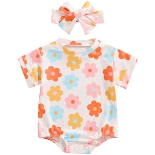 FYBITBO Newborn Infant Baby Girls Clothes Summer Short Sleeve Rompers Bubble Bodysuit Cute Outfit One Piece Clothing