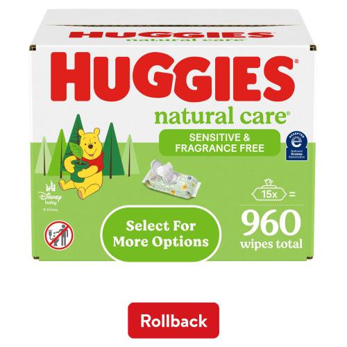 Huggies Natural Care Sensitive Baby Wipes, Unscented, 15 Pack, 960 Total Ct (Select for More)