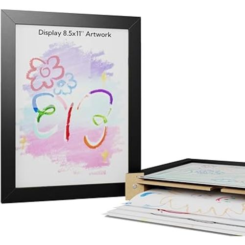 Kids Art Frames without Elastic Band, Store up to 150 Pieces of 8.5 x 11 inch Art, Kids Artwork Frames Changeable, Black Artwork Display Storage Frame, Both Hanging or Standing (2 Pack)