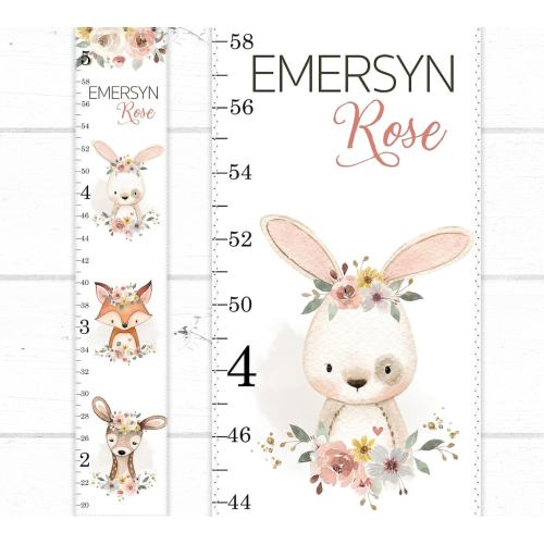 Woodland Growth Chart, Vintage Flowers Roses, Growth Chart Ruler, Height Chart, Canvas Growth Chart, Personalized Growth Chart, Girls Room