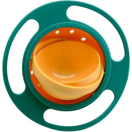 360 - Spill Resistant Gyro Bowl with Lid - Rotary Balance Magic Bowl - 360 Rotate Spill-proof Bowl (Green 360 - Spill Resistant Gyro Bowl with Lid)