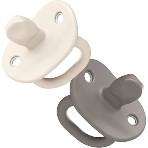 Boon Jewl Silicone Orthodontic Pacifier - Baby Pacifier with Soothing Gem Shaped Nipple - Comfortable Newborn Pacifiers Support Natural Oral Muscular Development - Neutral - 2 Count - 0+ Months