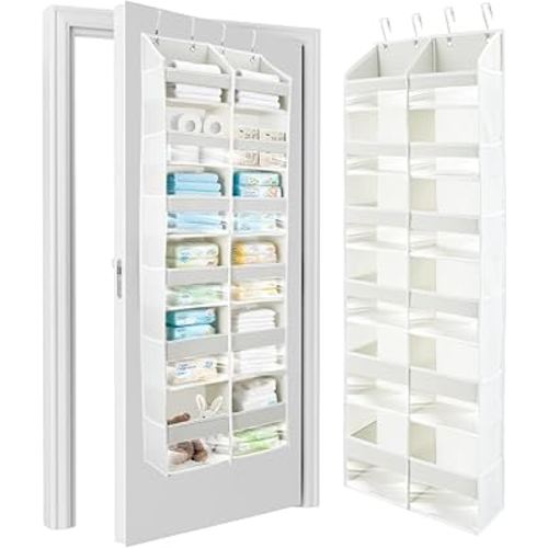 Amazon.com: HOMELUX THEORY UPGRADED 6 Tiers Over The Door Organizer Hanging - 100D EXTRA THICK & 50lbs HUGE CAPACITY, 12 Side Mesh Pockets Over The Door Shoe Organizer, Hanging Closet Organizer (Ivory, 1pc) : Home & Kitchen