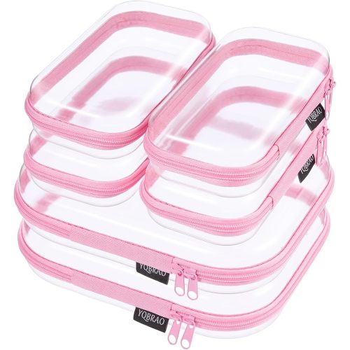 6 Pack Pink Clear Hard Shell Organizer (2M+4S) Multi-Size Set