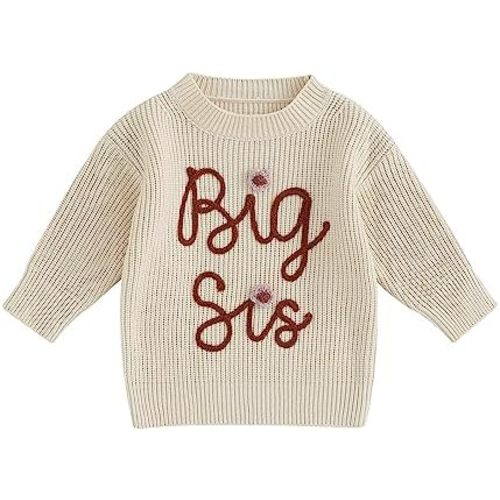 Big Sister Little Sister Matching Outfits Toddler Baby Girl Chunky Knit Sweater Warm Sweatshirt Knitted Fall Clothes