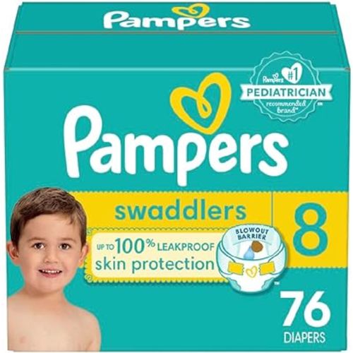 Pampers Baby Diapers - Swaddlers - Size 8, 76 Count, Ultra Absorbent Disposable Infant Diaper