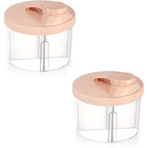 Accmor Baby Formula Dispenser On The Go, Non-Spill Rotating Four-Compartment Formula Container to Go, Milk Powder Kids Snack Container for Infant Toddler Travel Outdoor, Pink, 2 Pack