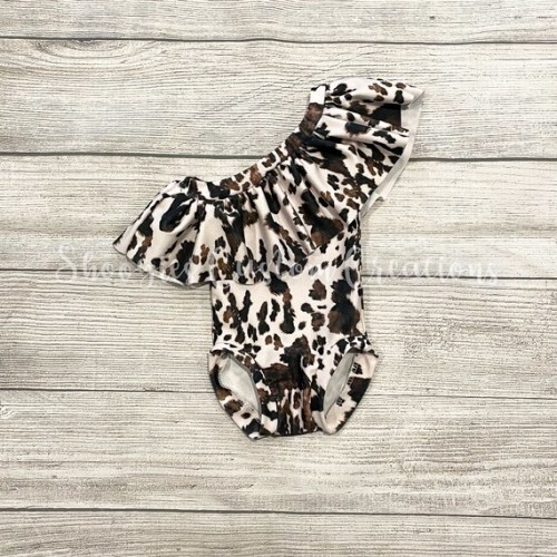 Cowhide Print One-piece One Shoulder Handmade Swim Suit With - Etsy
