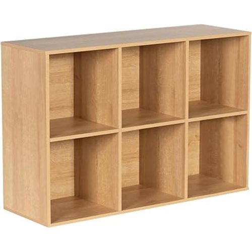 Wooden 6-Cube Storage Organizer with Closed Back Panel, 11in Cube Shelf Opening, Bookshelf, Display Shelf,Closet Cabinet for Home and Office,Natural Oak