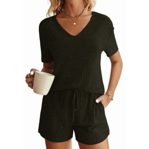 Fantaslook 2 Piece Sets Summer Pajamas Womens Tops and Shorts Sleepwear Outfits Lounge Sets Casual