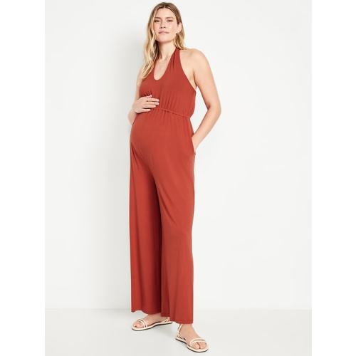 Maternity Waist-Defined Halter Jumpsuit | Old Navy