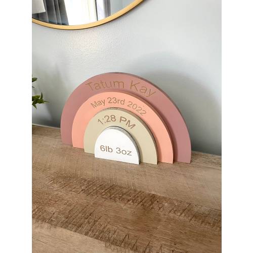 Engraved Stackable Rainbow, baby show gift, baby girl, personalized rainbow, nursery decor, rainbow boho, nursery, gift