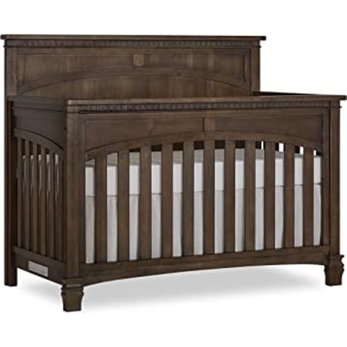 Evolur Santa Fe 5-in-1 Convertible Crib in Antique Brown, Greenguard Gold Certified, Features 3 Mattress Heights, Wooden Nursery and Bedroom Furniture, Baby Crib