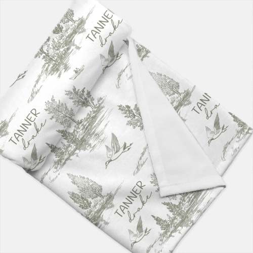 Mallard Duck Personalized Baby Boy Swaddle Set/Toile Pattern Duck Hunting/Keepsake Baby Name Blanket and Hat/Newborn Gift/New Baby Gift Dad