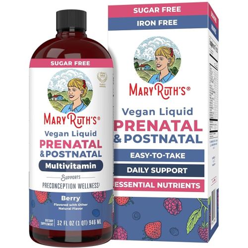 MaryRuth Organics Postnatal & Prenatal Vitamins for Women | Sugar Free | Womens Multivitamin for Pre-Conception, Pregnancy & Nursing | Ginger | Selenium | Folate | Vegan | Non-GMO | Gluten Free | 32oz
