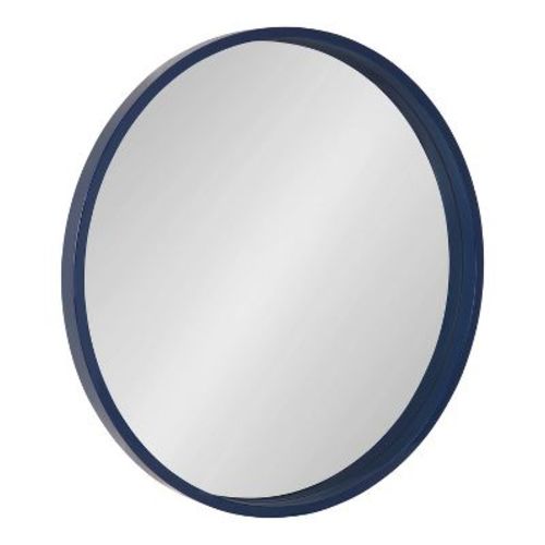 25.6" Travis Round Wall Mirror Navy Blue - Kate & Laurel All Things Decor: Wood Frame, Easy to Hang