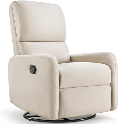 Jocisland Swivel Glider Rocking Recliner Chair for Adults, Nursery Rocker Reclining, Comfy Upholstered Single Sofa Armchair for Living Room Bedroom Nursing, Linen Beige