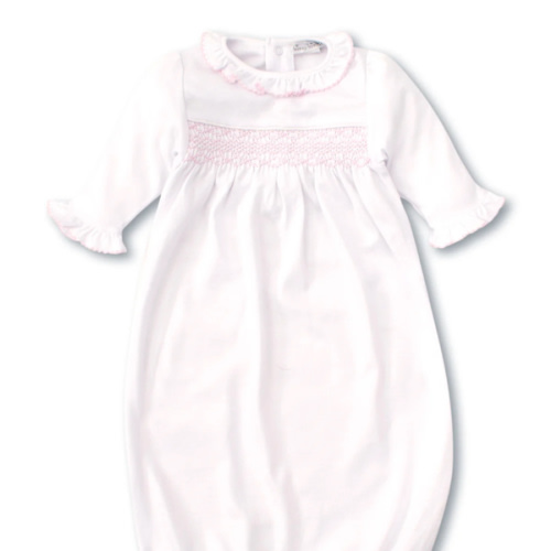 Hand Smocked CLB Charmed White/Pink Sack Gown