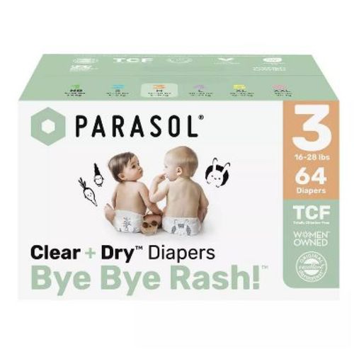 Parasol Clear+Dry Natural Disposable Diapers - Size 3 - 64ct