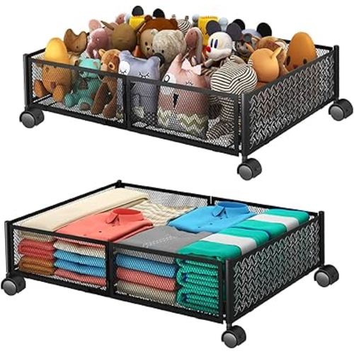 Under Bed Storage Containers, Under Bed Shoe Storage With Wheels, Foldable Bedroom Storage Organization with Handles, Under Bed Storage Bins Drawer For Clothes, Blankets And Shoes, Bedding