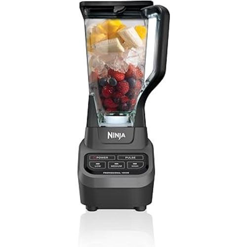 Ninja Professional Blender 1000W, Total Crushing Technology- Smoothies, Ice Crushing & Frozen Fruit, Full-Size Countertop Blender, 72-oz. Pitcher, Black & Grey, BL610