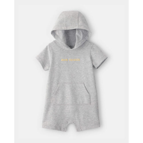 Baby Boy 'Main Squeeze' Short-Sleeve Hooded Romper - Grey | Carter's