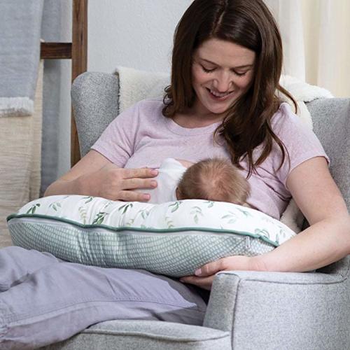 Boppy Organic Fabric Pillow Cover, Green Little Leaves, Fashionable Two-Sided Design, Fits All Nursing Pillows & Positioners