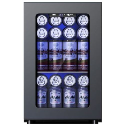 Simzlife Portable Beverage Refrigerator with Glass Door, Black