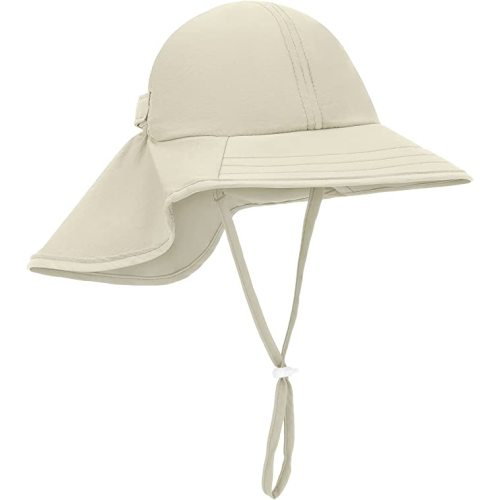 Zelda Matilda Sunhat Infant Toddler & Kids Summer Water Flap Baby Swim hat (US, Age, 6 Months, 24 Months, White)