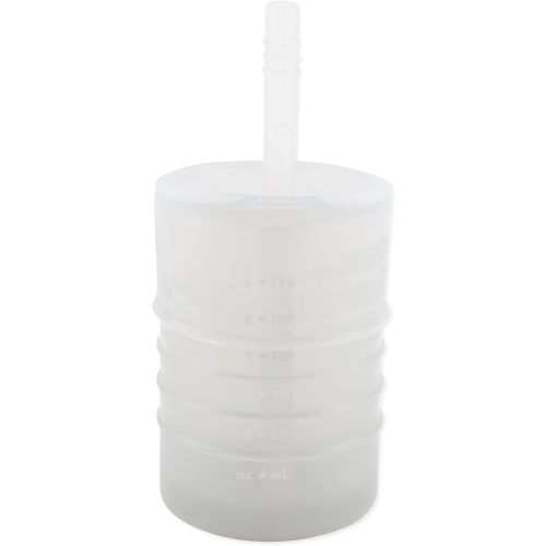 Bumkins Baby and Toddler Cups, Sippy Cup with Straw, Spill Proof, Transition Cup for Babies Ages 1 Year, Safely Sip from Lid, Straw or Cup, First Year Supplies, Platinum Silicone, Holds 7oz, Gray