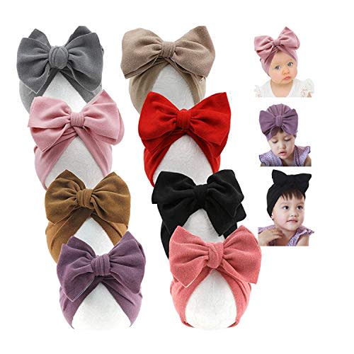 Yili Maizi Baby Turban Newborn Girl Hospital Hat Cotton Toddler Big Hair Bow Infant Toddler Kid Headwrap