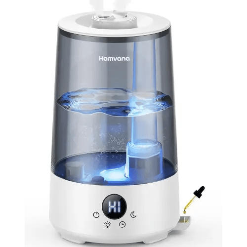 Homvana Humidifiers for Bedroom Home, 3.6L Cool Mist Top-Fill 34H Super Long Time, Quiet 23dB, Baby Humidifier, Oil Diffuser for Large Room, Plants, Nursery, Office BPA FREE, 7 Color Light Ultrasonic
