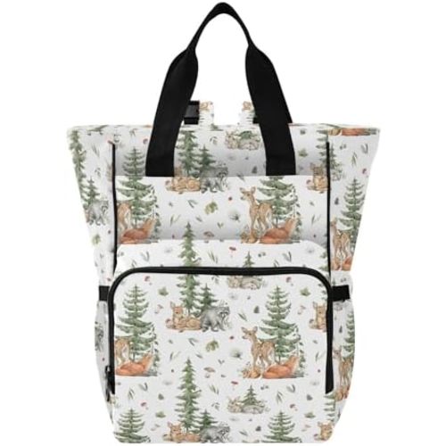 Emelivor Forest Animals Diaper Bag Backpack Large Capacity Travel Baby Bags Backpack Diaper Bags for Boy Girl Travel Mom Women Boys Girls