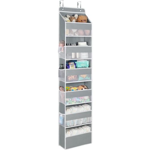 Univivi Door Hanging Organizer Nursery Closet Cabinet Baby Storage with 6 Large Compartments and 8 Side Pockets for Cosmetics, Toys and Sundries