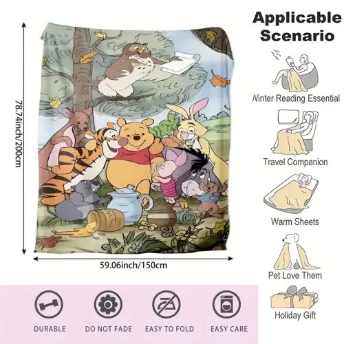 winnie bear friends pattern blanket super soft comfortable - Temu