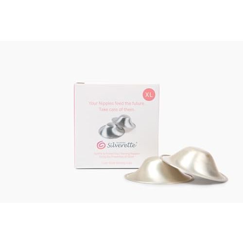 SILVERETTE The Original Silver Nursing Cups, Nipple Covers for Breastfeeding, XL