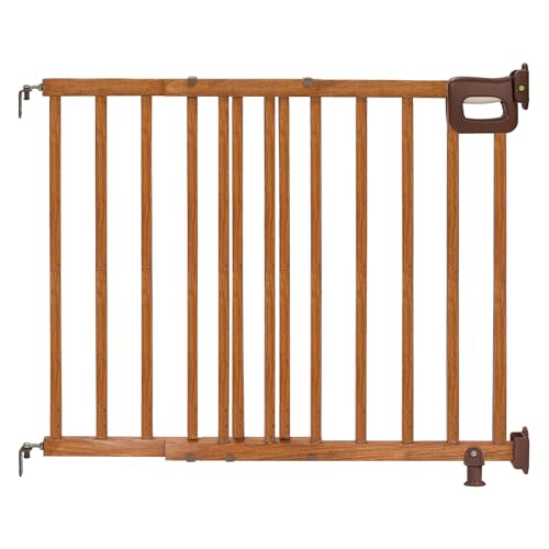Summer Wood Banister & Stair Safety Pet and Baby Gate, 30"-48" Wide, 32" Tall, Install Banister to Banister or Wall, or Wall to Wall in Doorway or Stairway, Banister and Hardware Mounts - Cherry