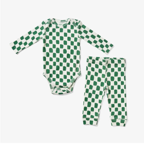 Onesie + Pant Set - Checker in Juniper | Lewis
