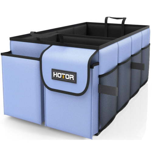 HOTOR Trunk Organizer for SUV - 2 Compartments & 6 Pockets Trunk Organizer for Car, Car Organizers and Storage, Blue