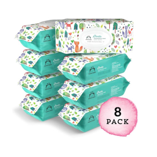 Amazon Brand - Mama Bear Gentle Fragrance Free Baby Wipes, Hypoallergenic, Sensitive Skin, Unscented, 800 Count (8 Packs of 100)