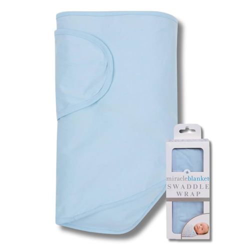Miracle Blanket Swaddle Wrap – Help Your Newborn Sleep Longer – Soft & Secure Sleep Sack for Infants – Easy-to-Use Swaddling Blanket for a Calm Baby (Blue)