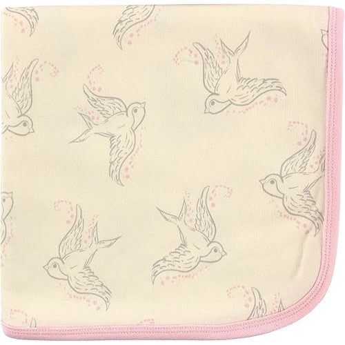 Touched by Nature Unisex Baby Organic Cotton Swaddle, Receiving and Multi-purpose Blanket, Bird, One Size