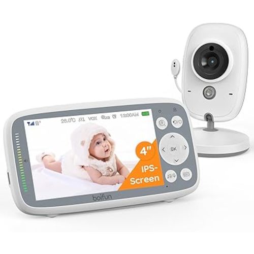 BOIFUN Baby Monitor No Wi-Fi, 4'' 3X Zoom Display, Video Baby Monitor Camera, IPS 720p Wireless (Moniteur Bébé), Night Vision, Two-Way Talk, Temperature and Humidity Monitoring, Smart VOX Mode