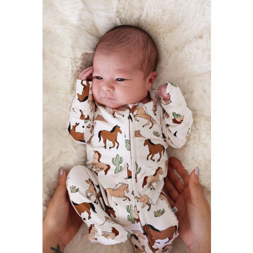 Zipper Footie in Pony Club Neutral | Caden Lane