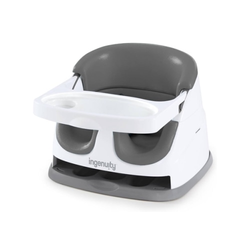 Ingenuity Baby Base 2-in-1 Booster Feeding and Floor Seat with Self-Storing Tray - Slate