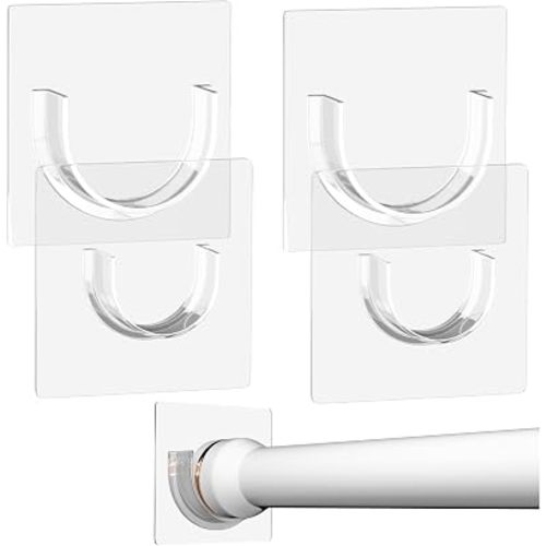 Shower Curtain Rod Holder with Strong Adhesive,4 Pcs,No Drilling