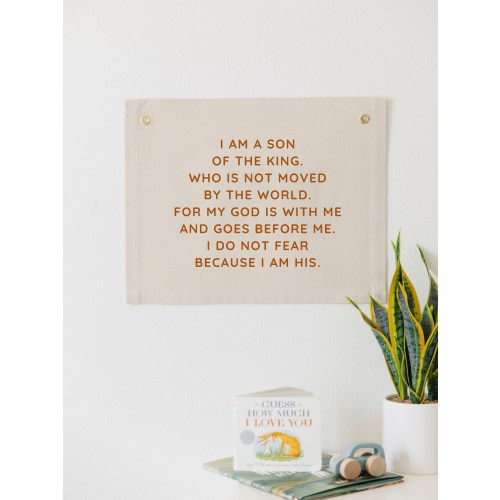 I Am A Son of the King Nursery Banner, Christian Boy Nursery Decor, Bible Verse Banner, Christian Tapestry, Kid&#39;s Room Scripture Flag