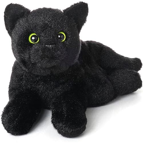Bearington Small Plush Stuffed Animal Black Cat, Kitten 8 inches