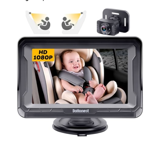 DoHonest Baby Car Camera HD 1080P - Rear-Facing Car Baby Monitor with Night Vision, Adjustable View Angle, Easy Setup, Anti-Glare Display, Safety for Kids & Infants